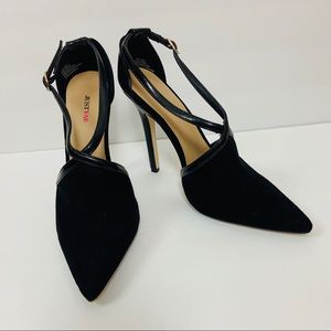 Just Fab Black Stiletto Ankle Strap Heels